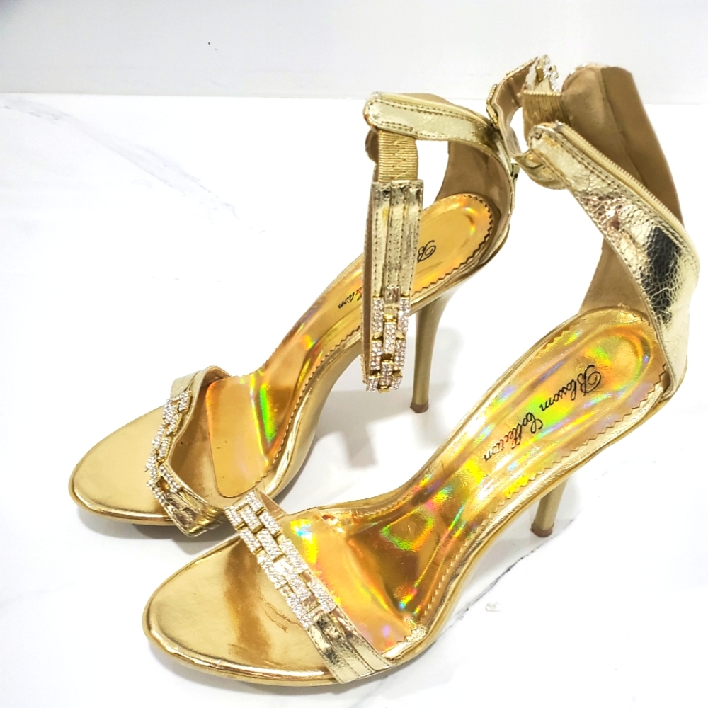 Blossom collection  Fashion rhinestone Party Dressy Sandals gold size 10